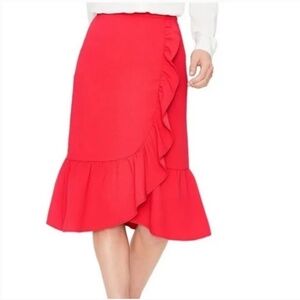 Boden ruffle Midi Skirt in Poppy Red